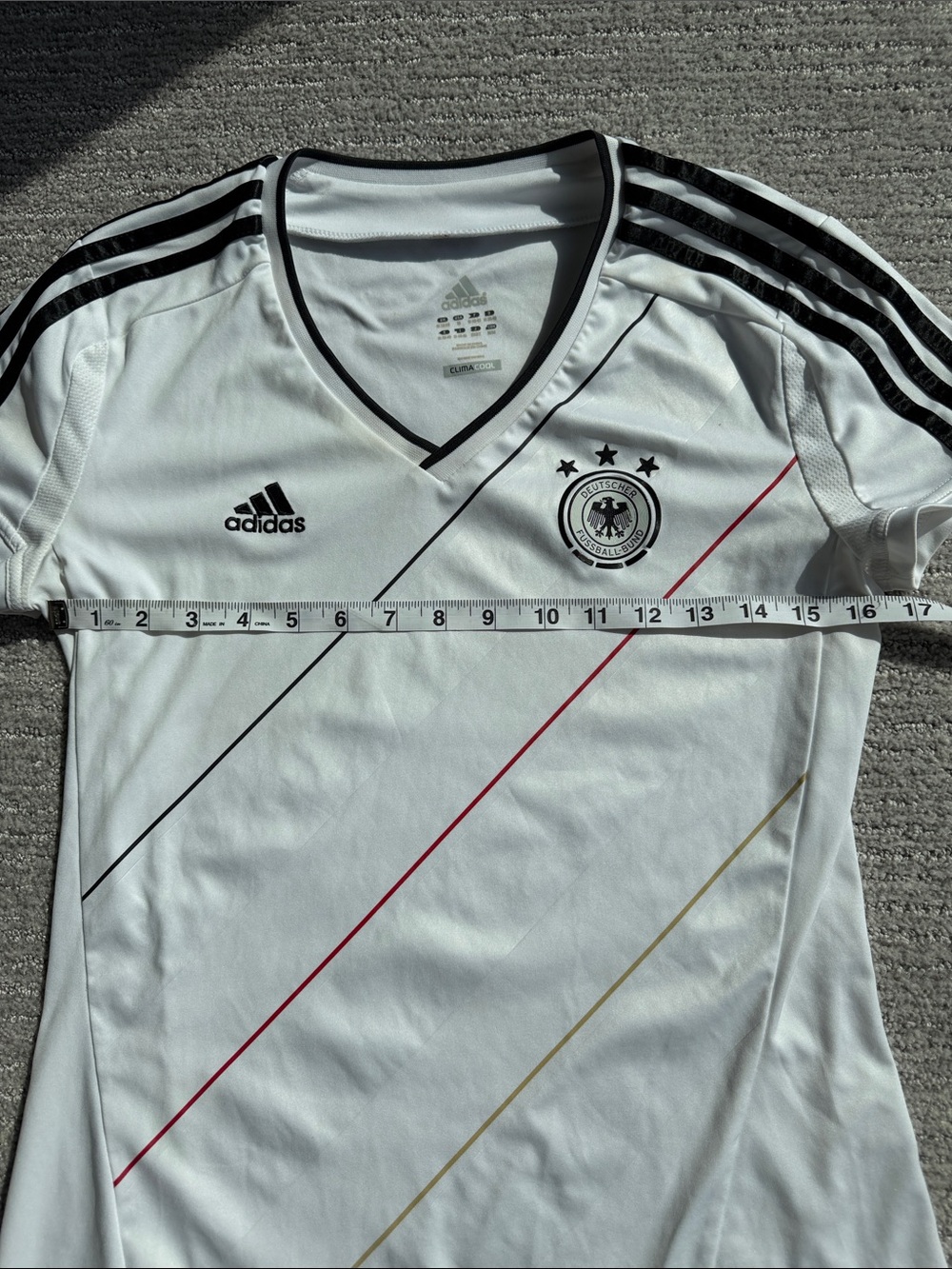 Women's V-Neck Germany Soccer Jersey with German Flag Stripes - Picture 4 of 7